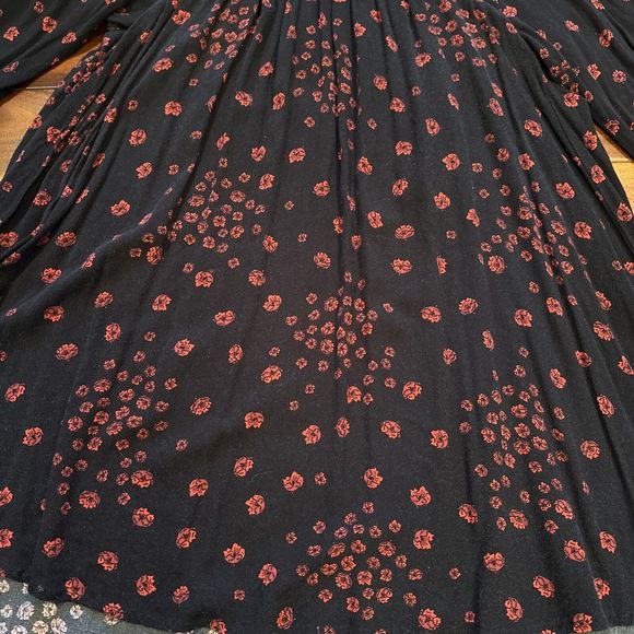 Free People Women’s Floral Dress Small Petite SP Romantic Black Red Flowers - Picture 2 of 12